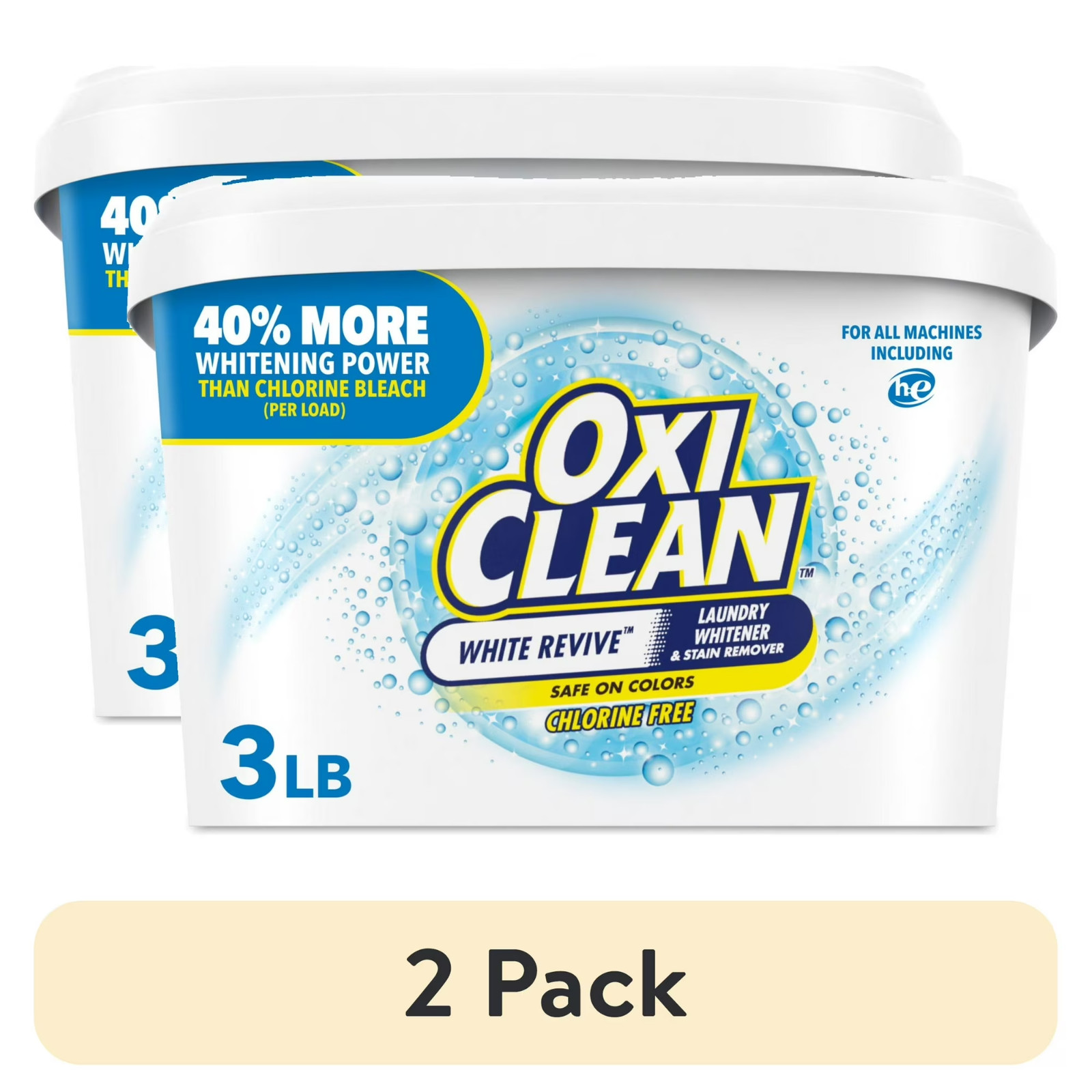 OxiClean White Revive Laundry Whitener 3lb 2 Pack Stain Remover Powder