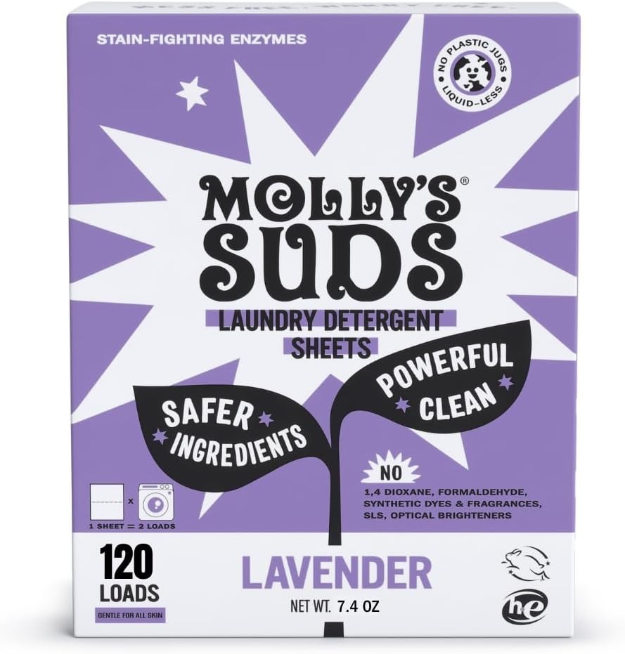 Molly’s Suds Laundry Detergent Sheets Gentle on Sensitive Skin Powerful
