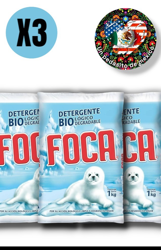 3 BOLSAS DE JABÓN MEXICANO FOCA – FOCA POWDER DETERGENT (3 PACK) 1KG ECH
