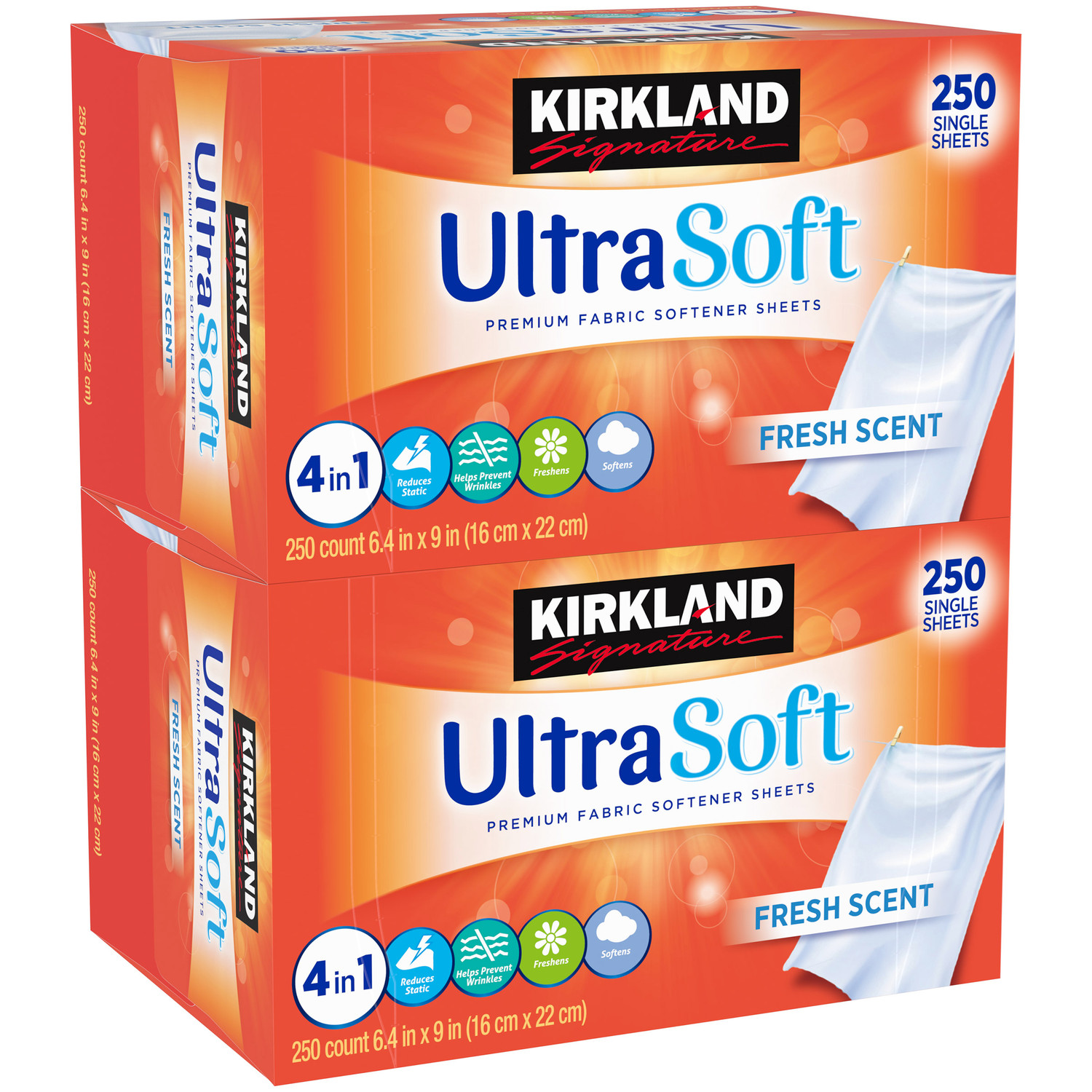 Kirkland Signature Fabric Softener Sheets, 250-count 2-pack Fresh Laundry Supply