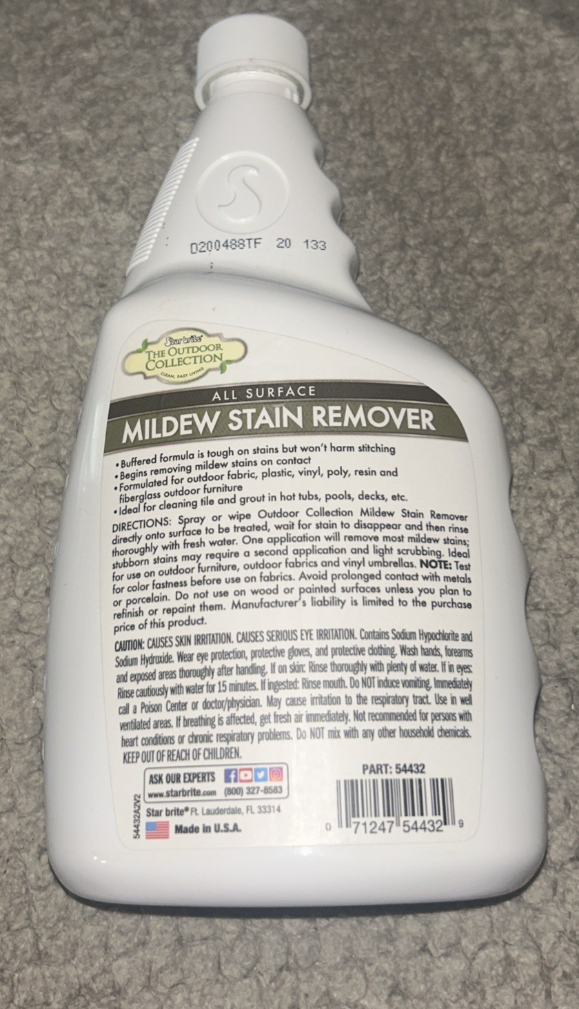 Star Britte ~ Mildew Stain Remover ~ 32oz Outdoor Upholstery & Fabric ~ Sealed