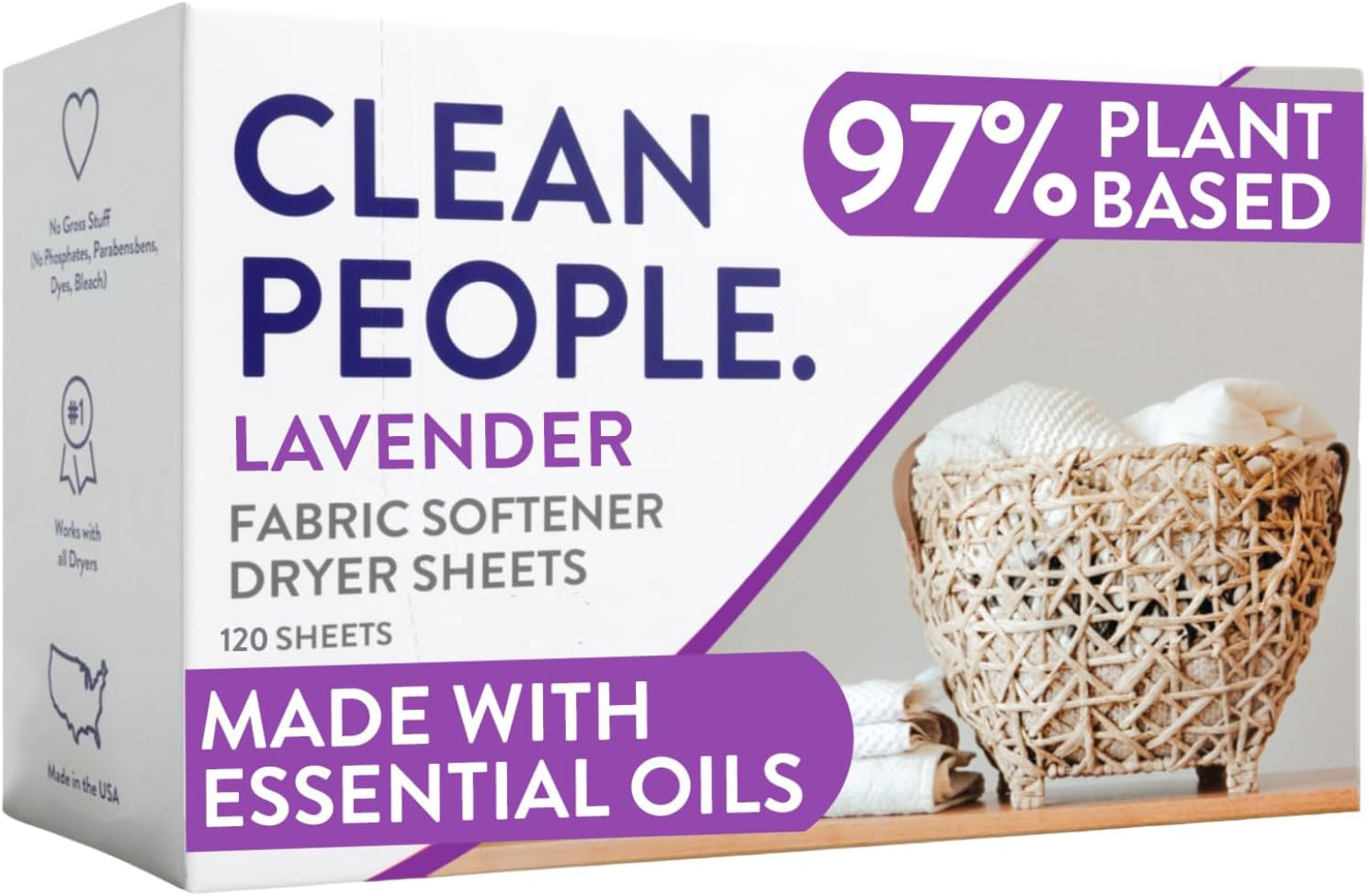 The Clean People Fabric Softener Sheets – Dryer Sheets – Softens & Removes Stati