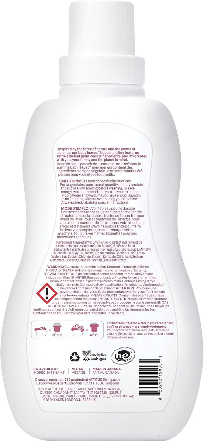 ATTITUDE Baby Laundry Detergent, EWG Verified, Plant and Mineral-Based Formul…