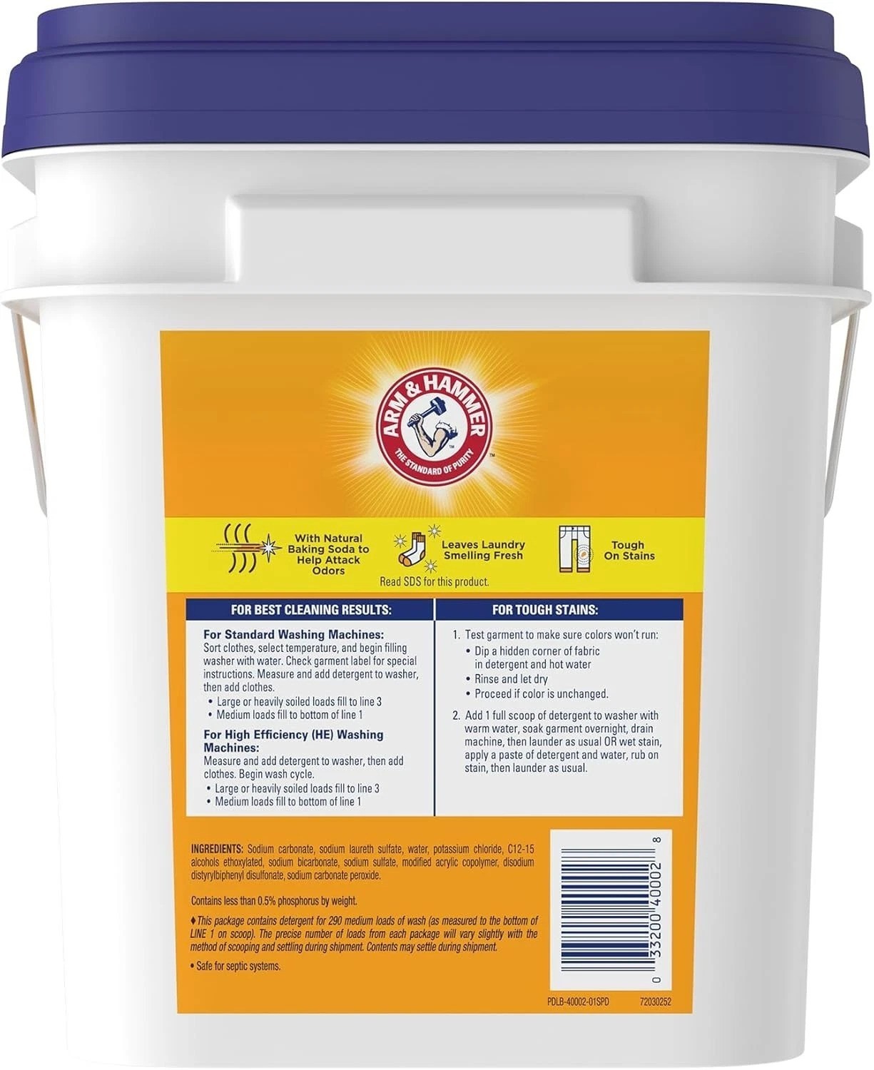 Free & Clear Professional Powder Laundry Detergent, 290 Loads, 18lb Bulk Pail
