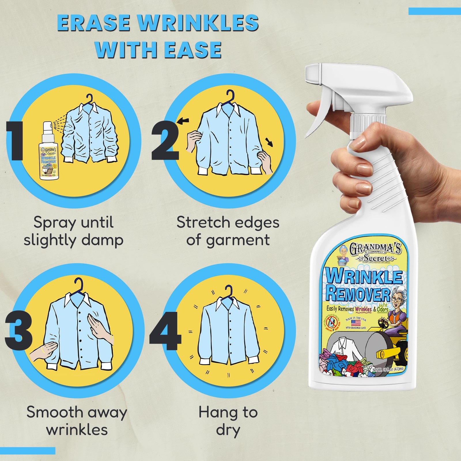 Grandma’s Secret Wrinkle Remover – Release Spray, Odor Combo Pack