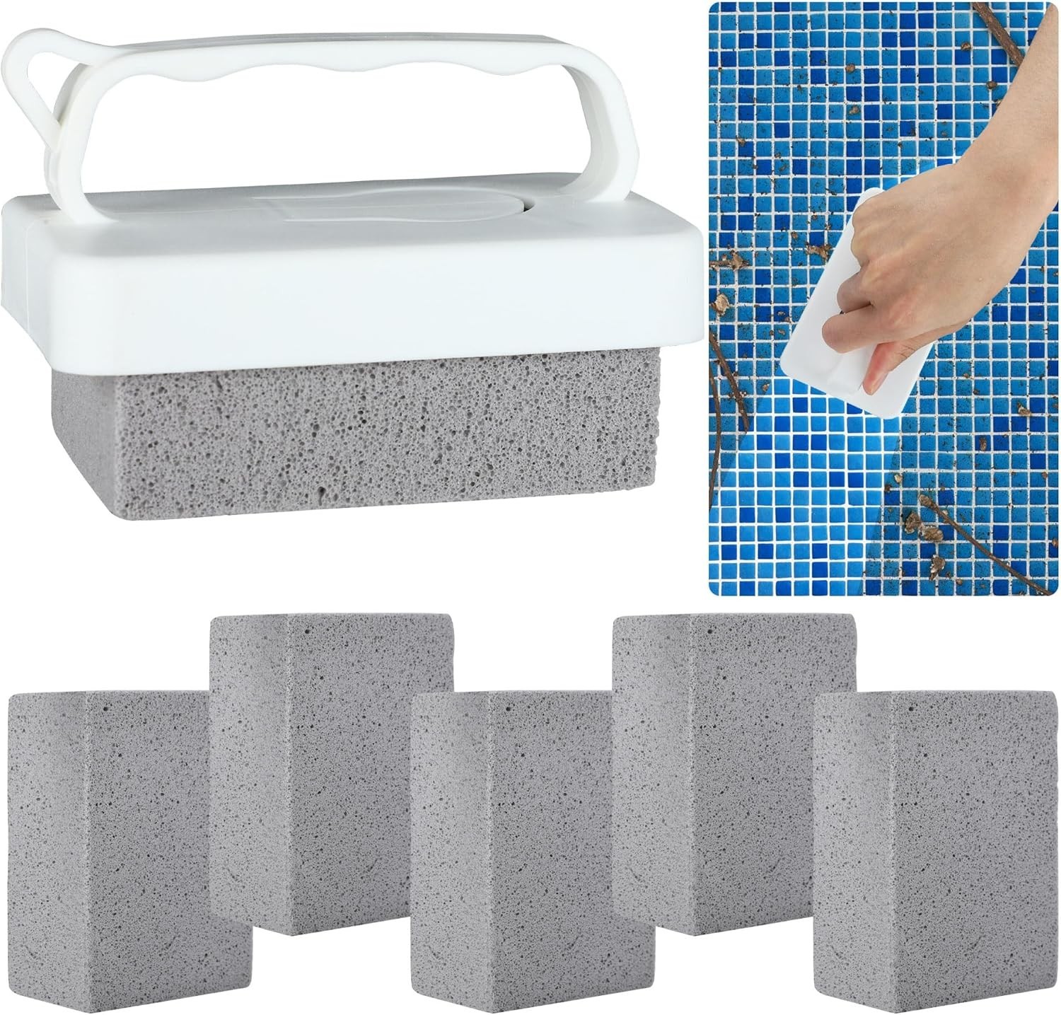 HandHeld Pumice Stones for Pool Cleaning, Spa Tile, Grout & Concrete 6 PCS