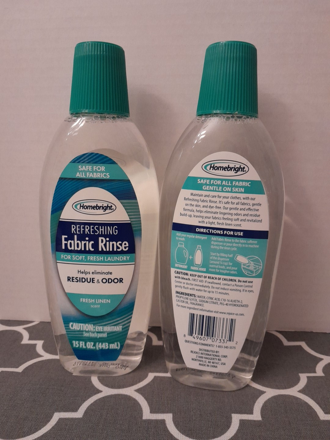 2 Homebright Laundry Fabric Rinse Eliminates Residue Odor Fresh Linen Each 15 oz