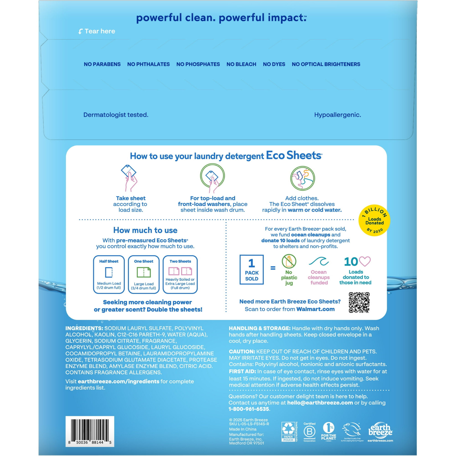 Earth Breeze Laundry Detergent Sheets, Fresh Scent Eco Sheets, 28/64 Loads