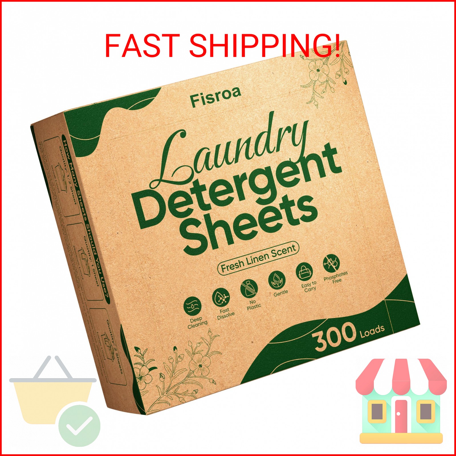 Travel Laundry Detergent Sheets Fisroa 300 Loads Eco-friendly Washing Detergent