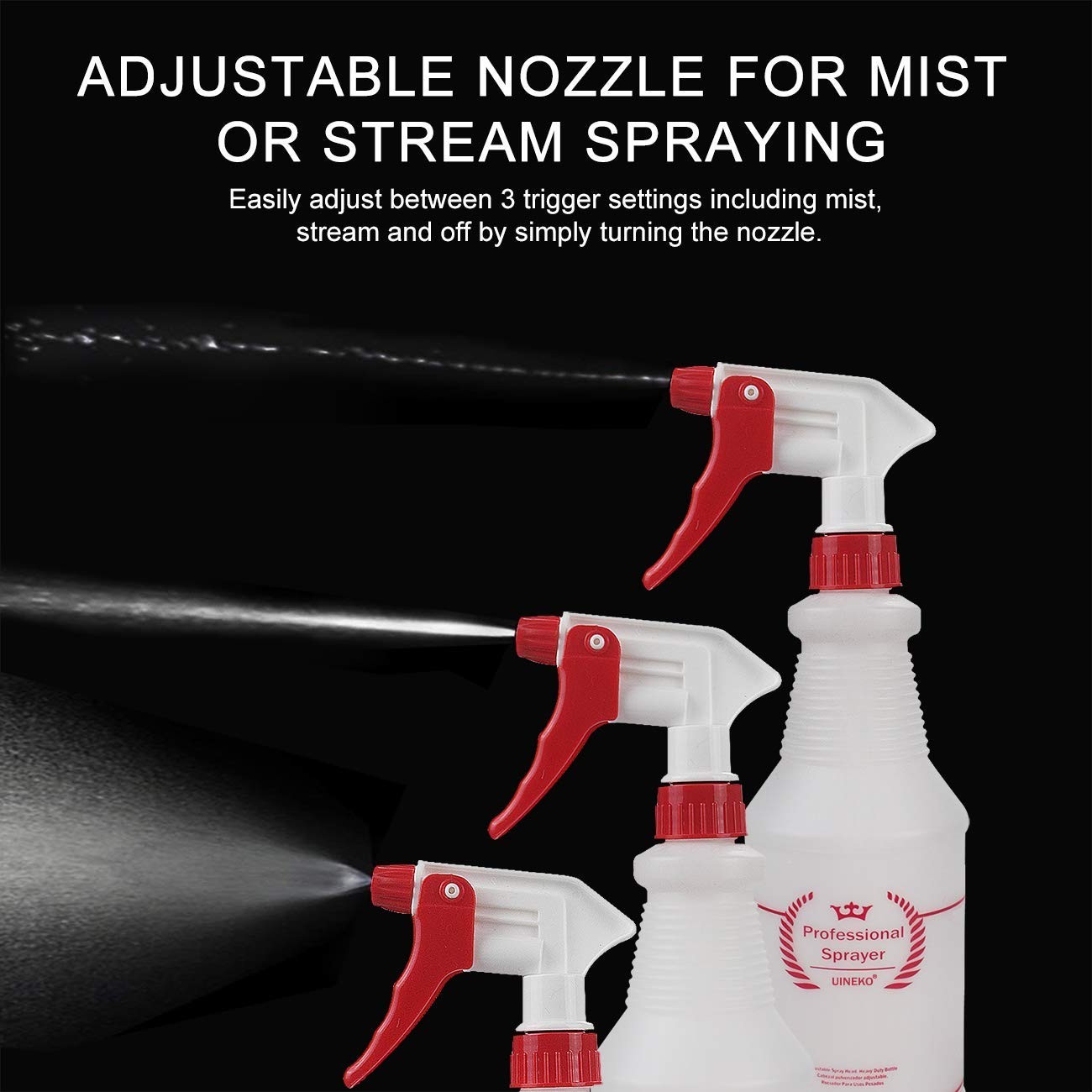Plastic Spray Bottle 2 Pack, 32 Oz, All-Purpose Heavy Duty Spraying Bottles Leak