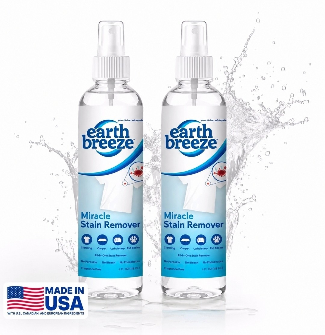 Earth Breeze Miracle Stain Remover Spray – Powerful 8 Fl Oz (Pack of 2)