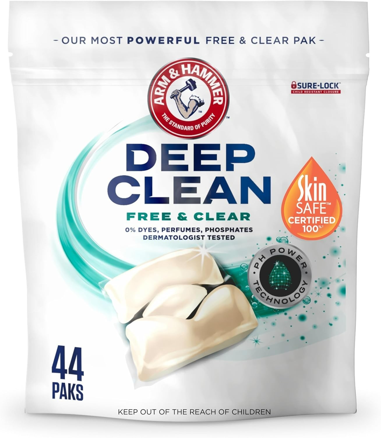 Deep Clean Free & Clear Power Paks Concentrated Laundry Detergent, Free of Dy…