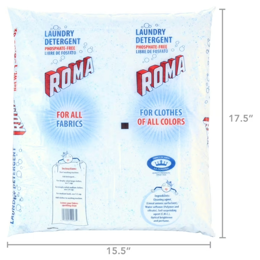 ( 4 Pack ) Roma Laundry Detergent, Heavy-Duty Use, All Ages, 11 lb