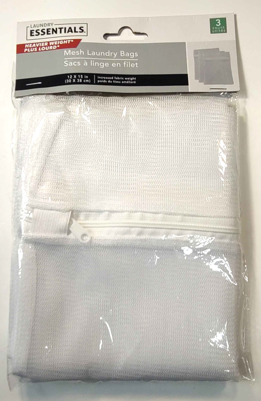 Essentials 3ct Zipper Mesh Laundry Bags 12″x15″