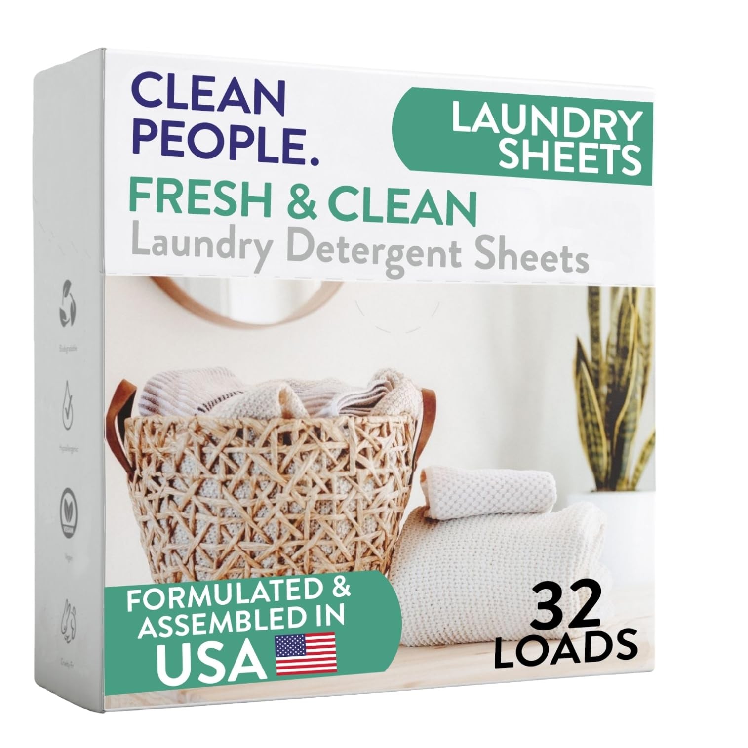 The Clean People Laundry Detergent Sheets 32 Pack Fresh