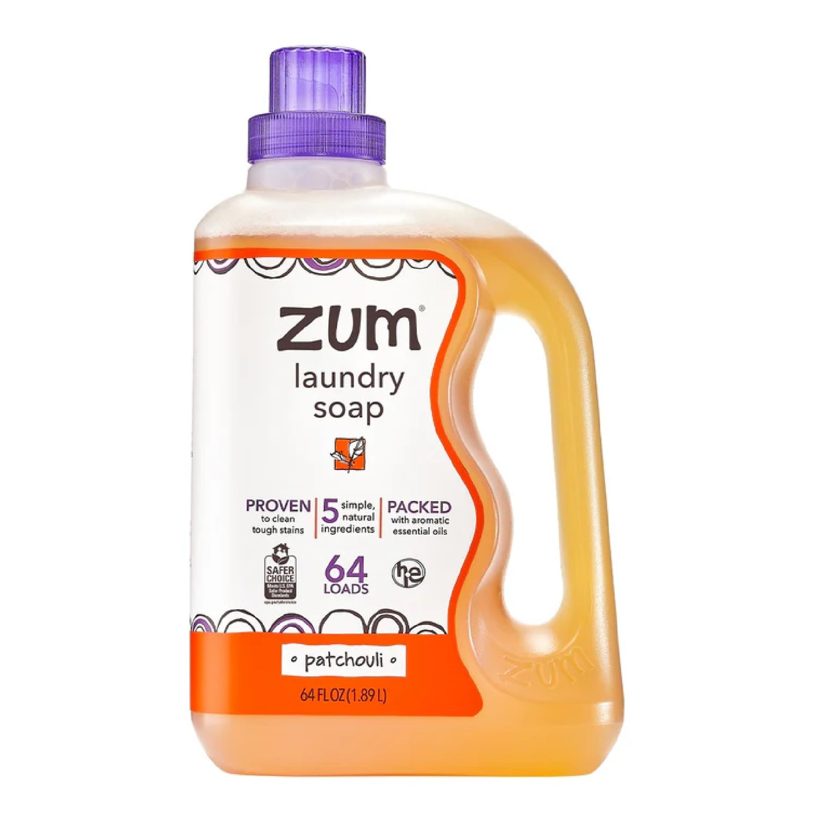 Zum, Laundry Liquid Clean Patchouli, 64 Fl Oz 64 (Pack of 1)