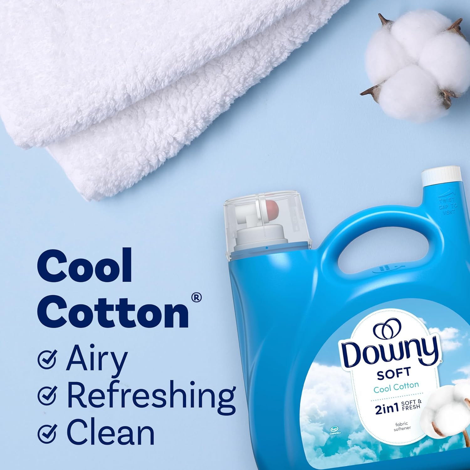 Downy Fabric Softener Liquid, Cool Cotton Scent, 140 Fl Oz, 190 Loads, Downy Fab