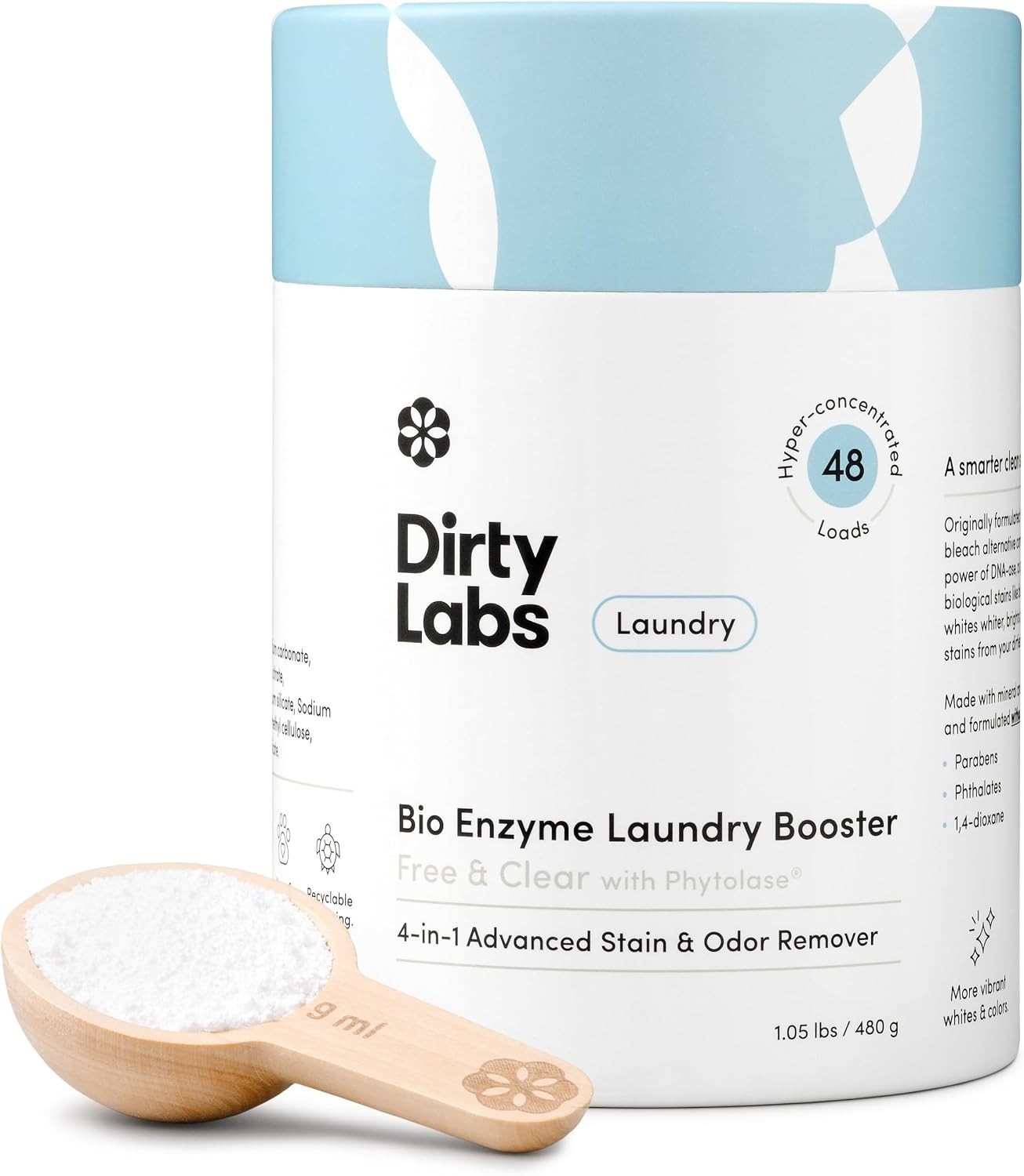 Scent Free | Enzyme Laundry Booster | 48 Loads 1 lb | Hyper Concentrated | H…