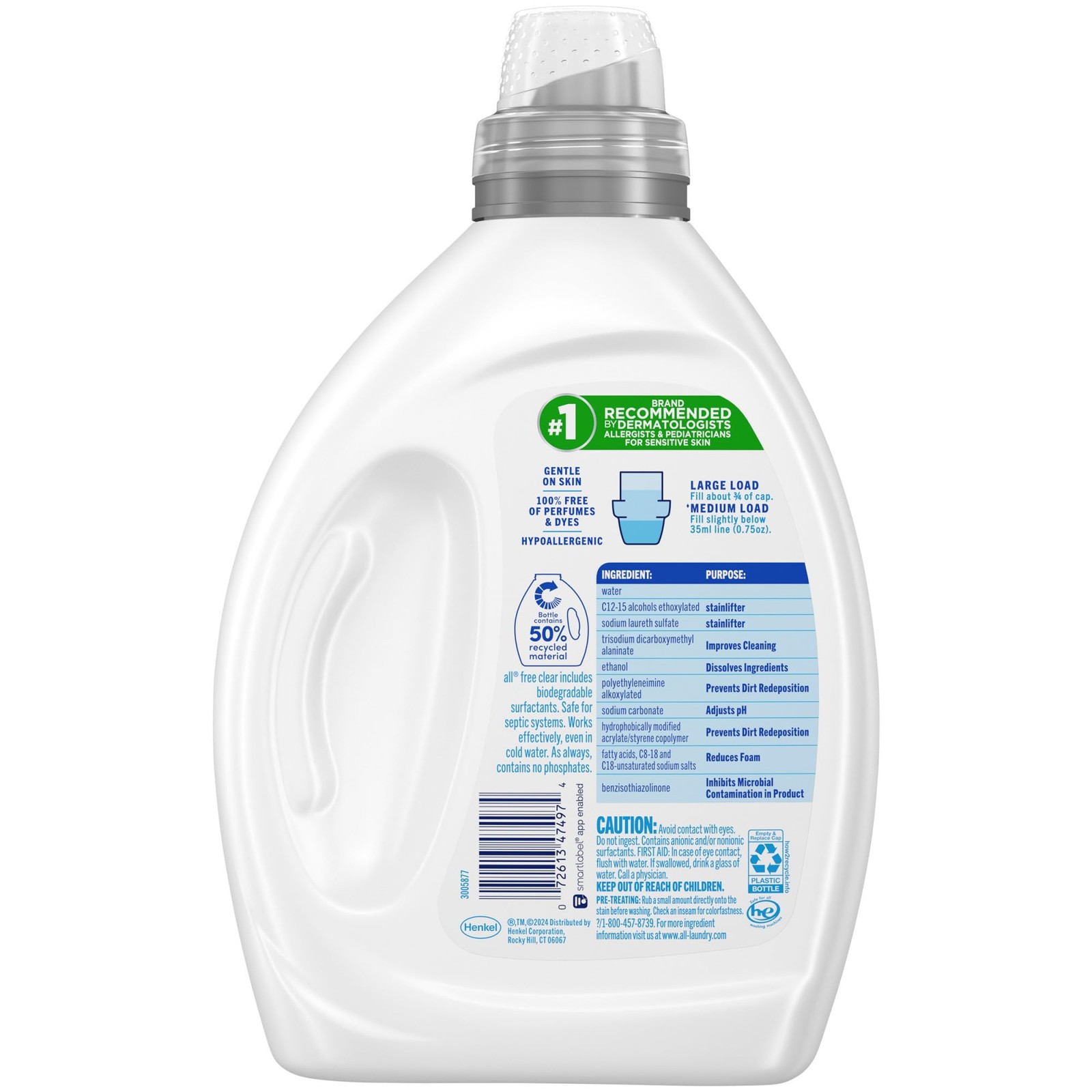 all free clear The Original Laundry Detergent for 50 Fl Oz (Pack of 1), Clear