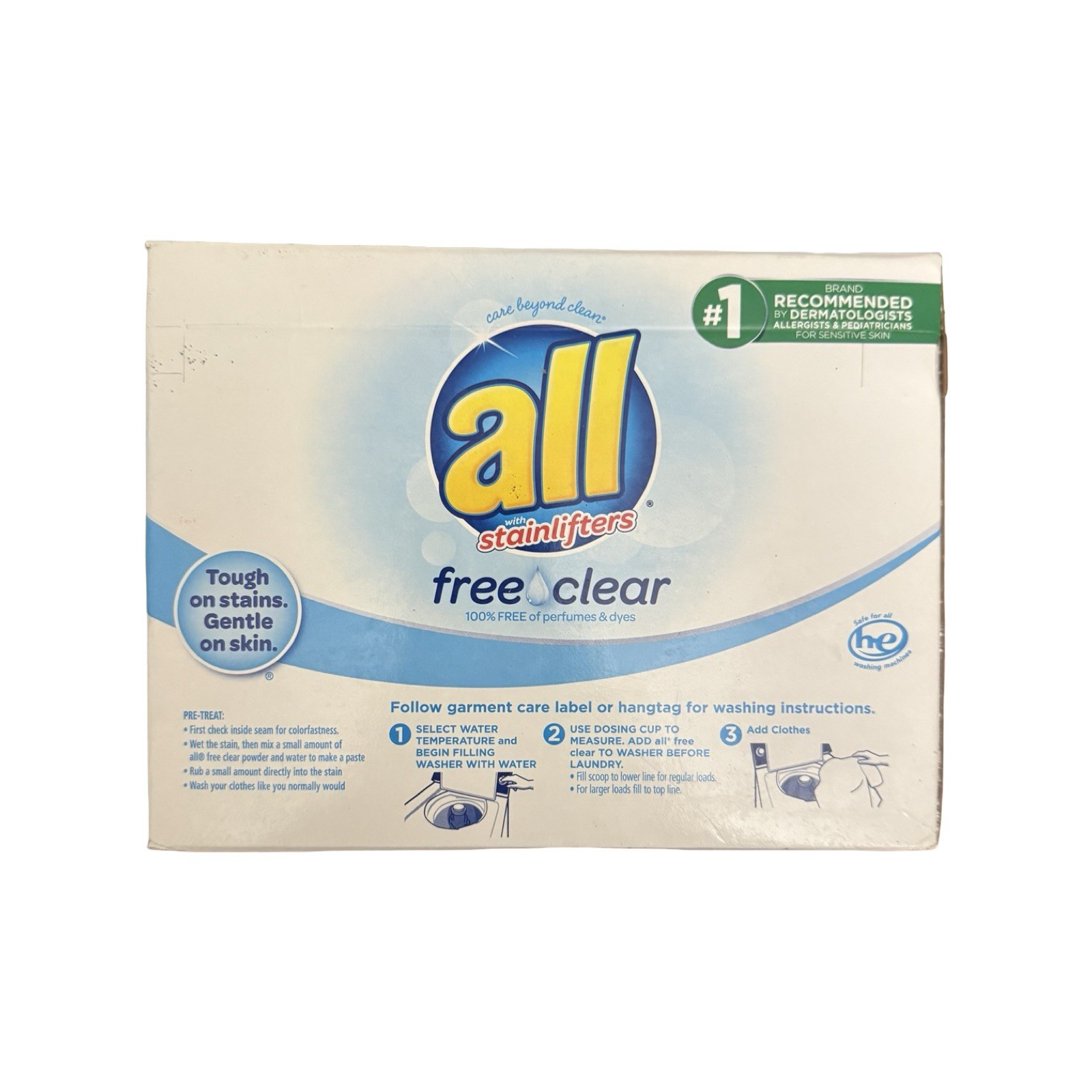 all Stainlifters Free Clear Powder Laundry Detergent 52 oz 40 Loads HE – White