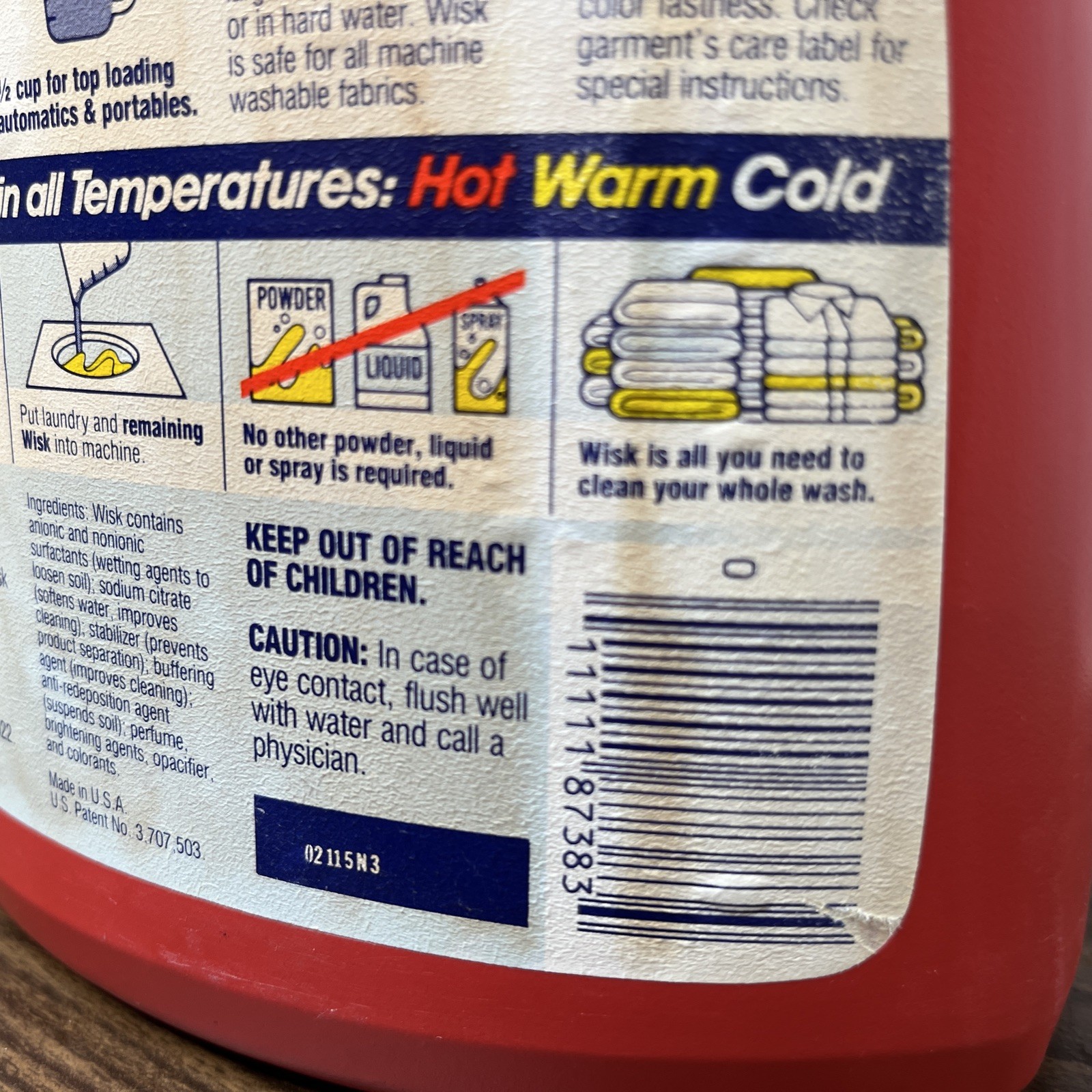 VTG Wisk laundry detergent 64oz Bottle 20% Full 80s 90s Prop