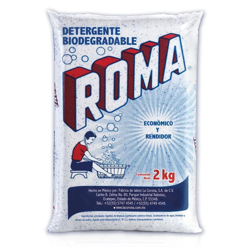 Detergente en Polvo Roma Para Lavar 2 Kg/ Powder laundry detergent Biodegradable