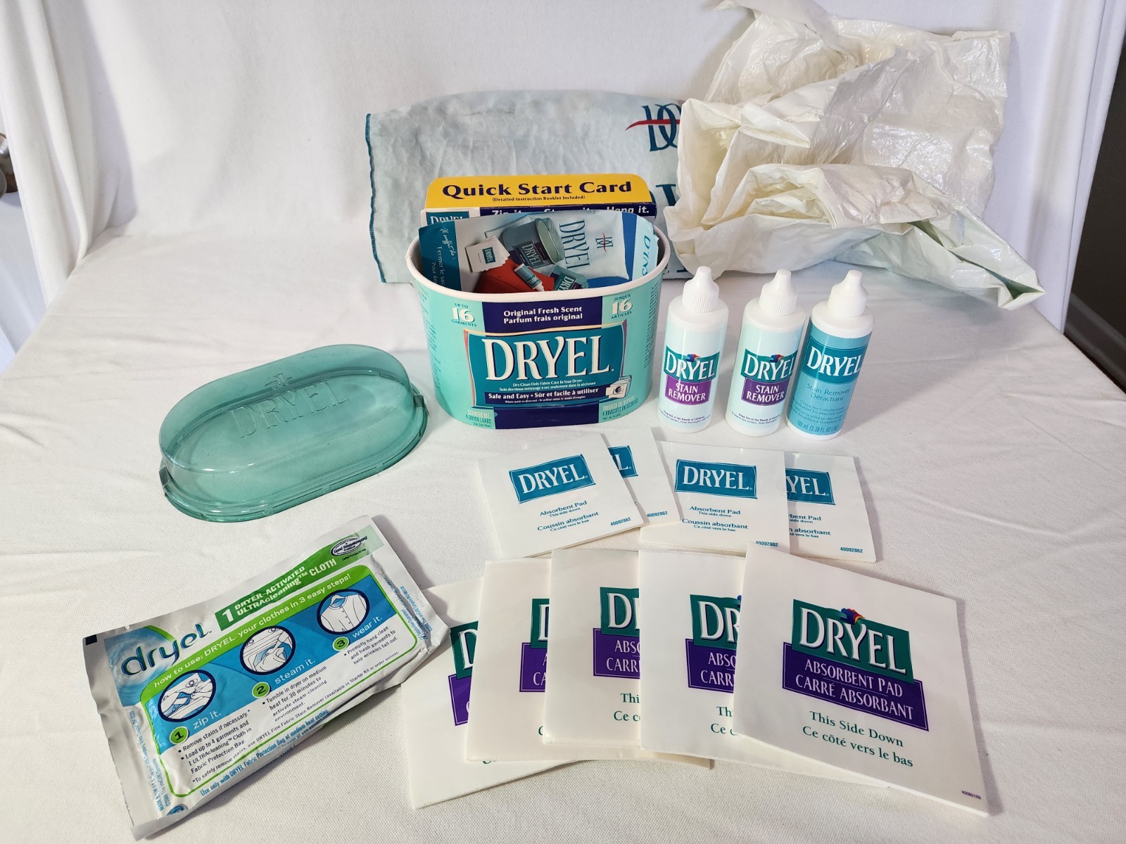 Dryel Starter Kit Lot Dry Clean At Home Original Scent w/ Bags, 10 Cloths