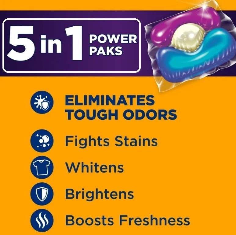ARM & HAMMER OxiClean 5-in-1 Power Paks, Fresh Burst, 42 Ct Odor Blaster Pods