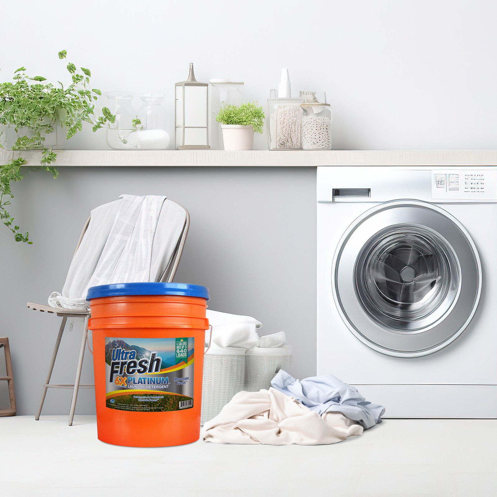 Ultra Fresh 6X Platinum 5 Gal Laundry Detergent, Up to 640 Loads, Mountain Fresh