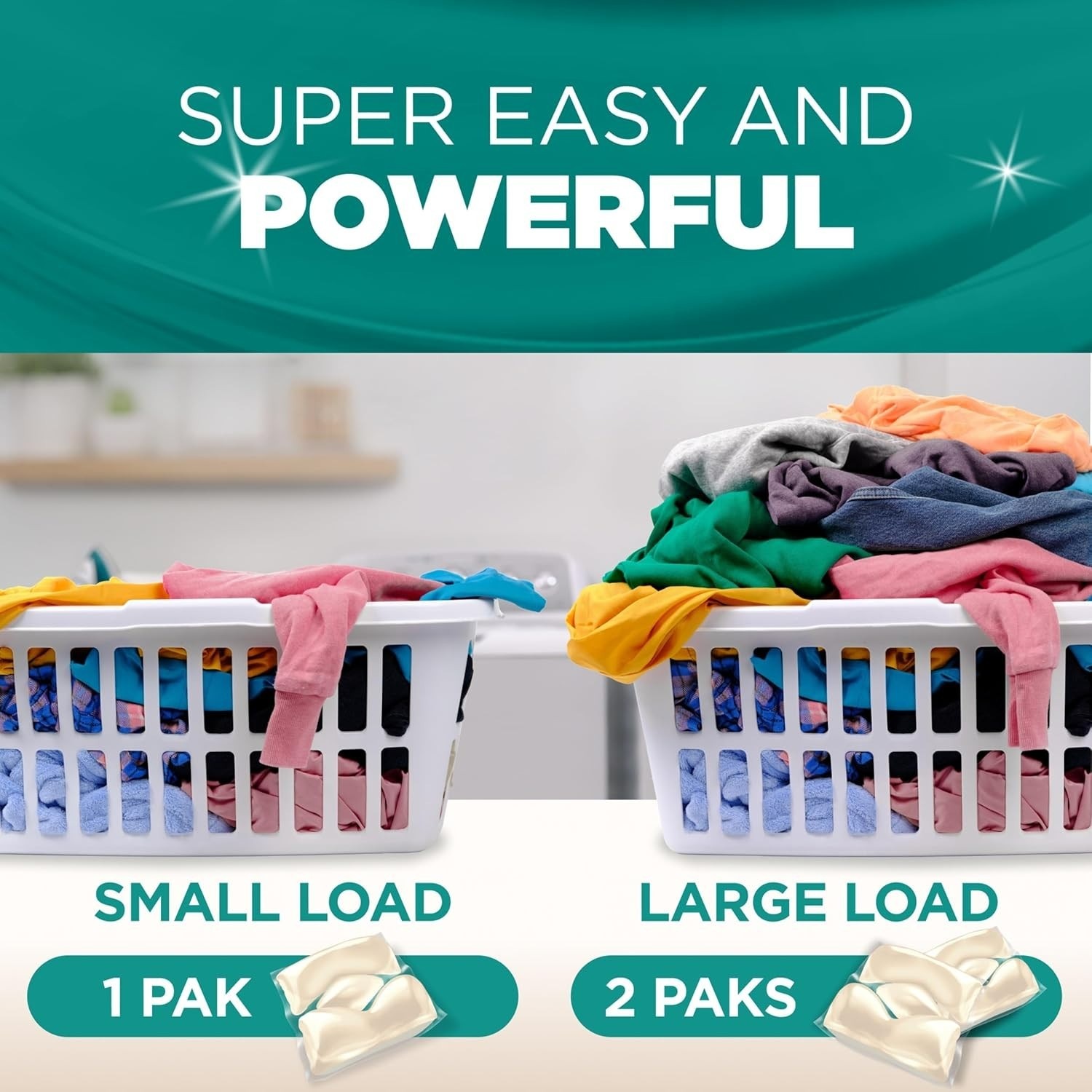Deep Clean Free & Clear Power Paks Concentrated Laundry Detergent, Free of Dy…