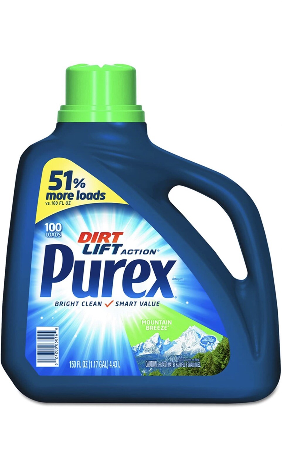 PACK OF 4 Purex Liquid Laundry Detergent, Bright Clean, Mountain Breeze 150 OZ
