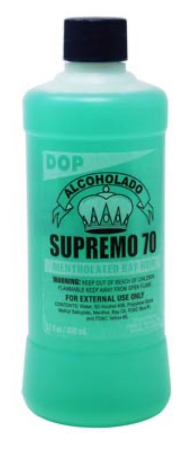 3 X Supremo 70 DOP 12 Oz Mentholated Bay Rum Alcholado Alcoholado