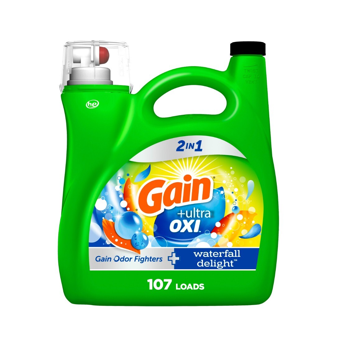 Gain Ultra Oxi Liquid Laundry Detergent Waterfall Delight Scent 154 oz 107 Loads