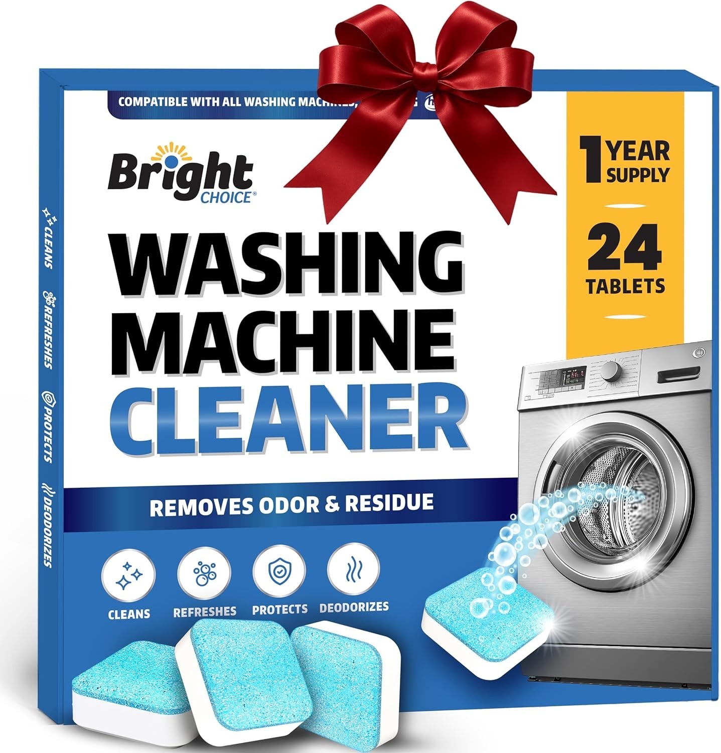 Washing Machine Cleaner Tablets 24 Pack – Deep Cleaning for Front &…