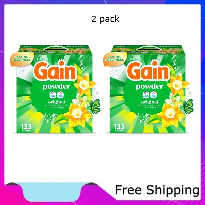 Gain Powder Laundry Detergent, Original Scent, 123 oz, 2 pack