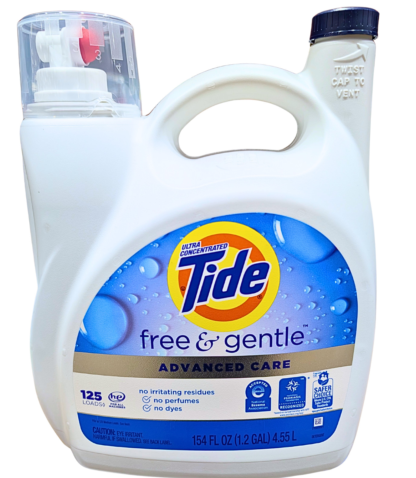 Tide Advanced Care Liquid Laundry Detergent Free & Gentle 154 Ounce 125 Loads