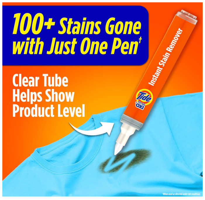 Tide To Go + OXI Instant Stain Remover Pens 3 Pack Travel Portable Spot Cleaner
