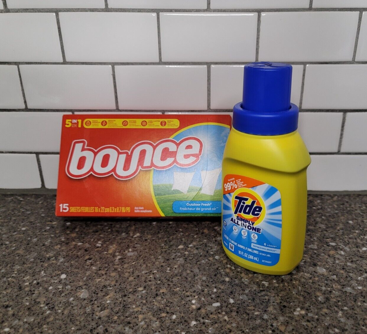 NEW! TRAVEL SIZE SET-Tide Simply All-In-One Detergent & Bounce Dryer Sheets