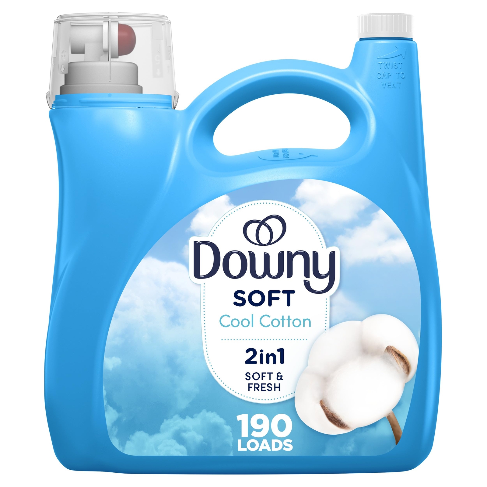 Downy 2 in 1 Fabric Softener 140 Fl Oz Cool Cotton Freshness for Laundry