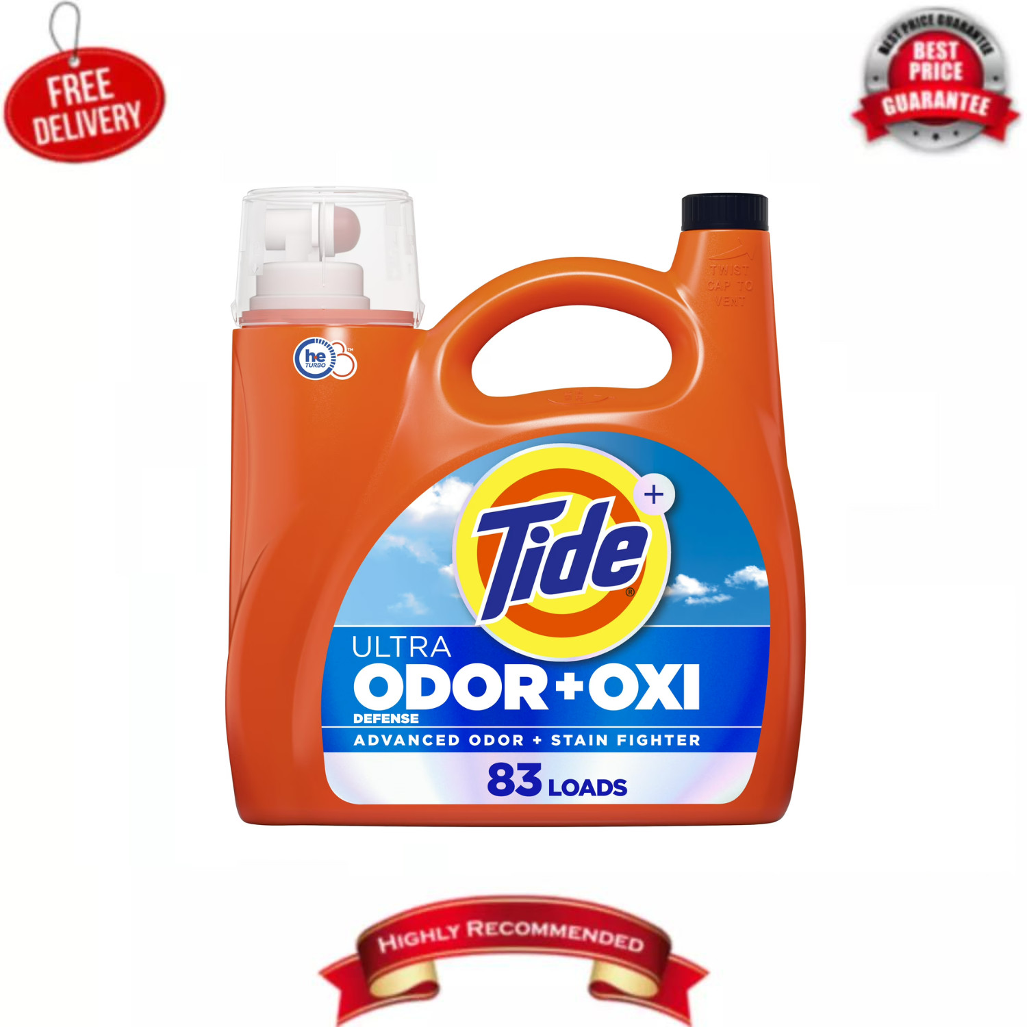 Tide Ultra Odor Defense Plus Oxi Liquid Laundry Detergent, 117 fl oz, 83 Loads