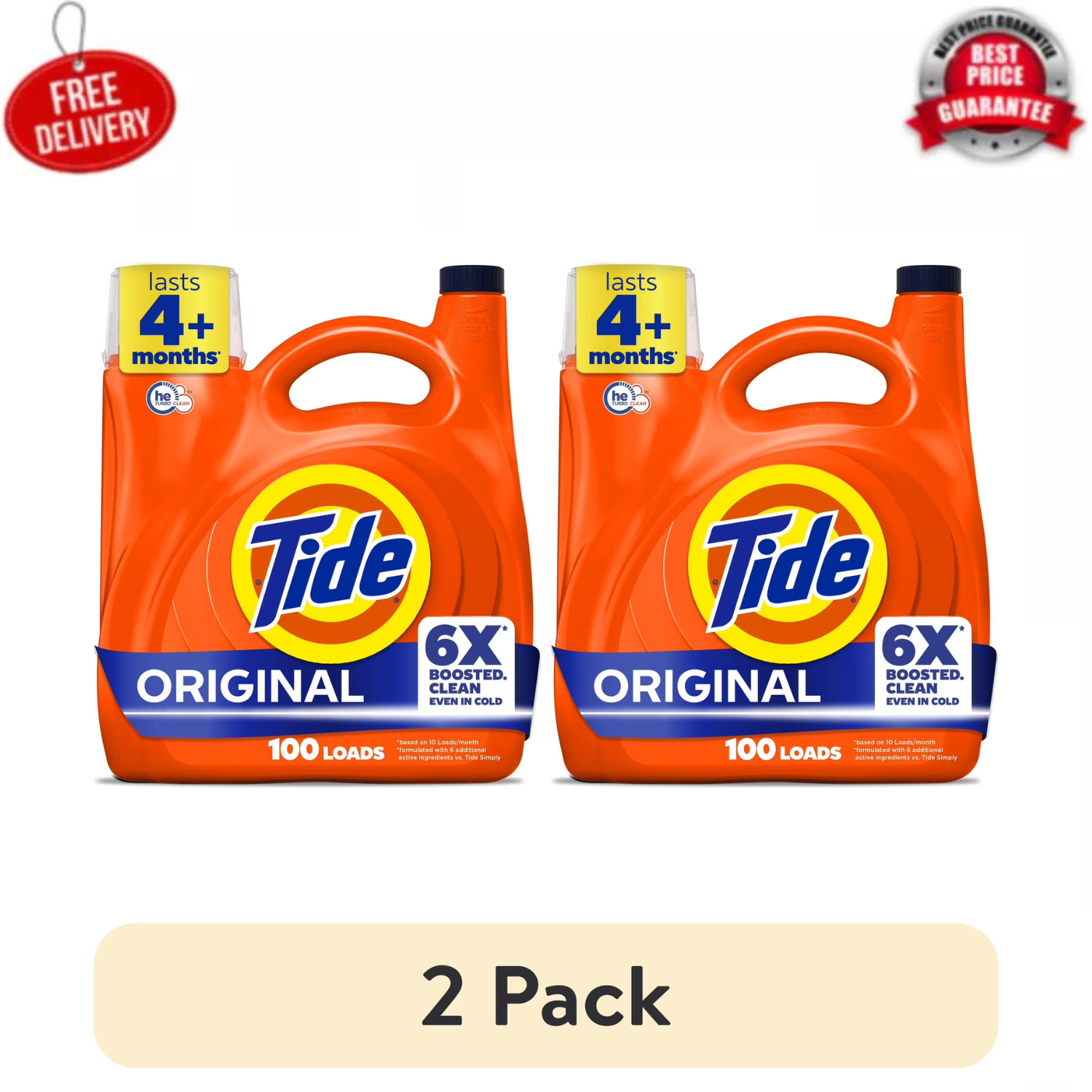 Tide Liquid Laundry Detergent Original 2 Pack 125 fl oz HE 100 Loads