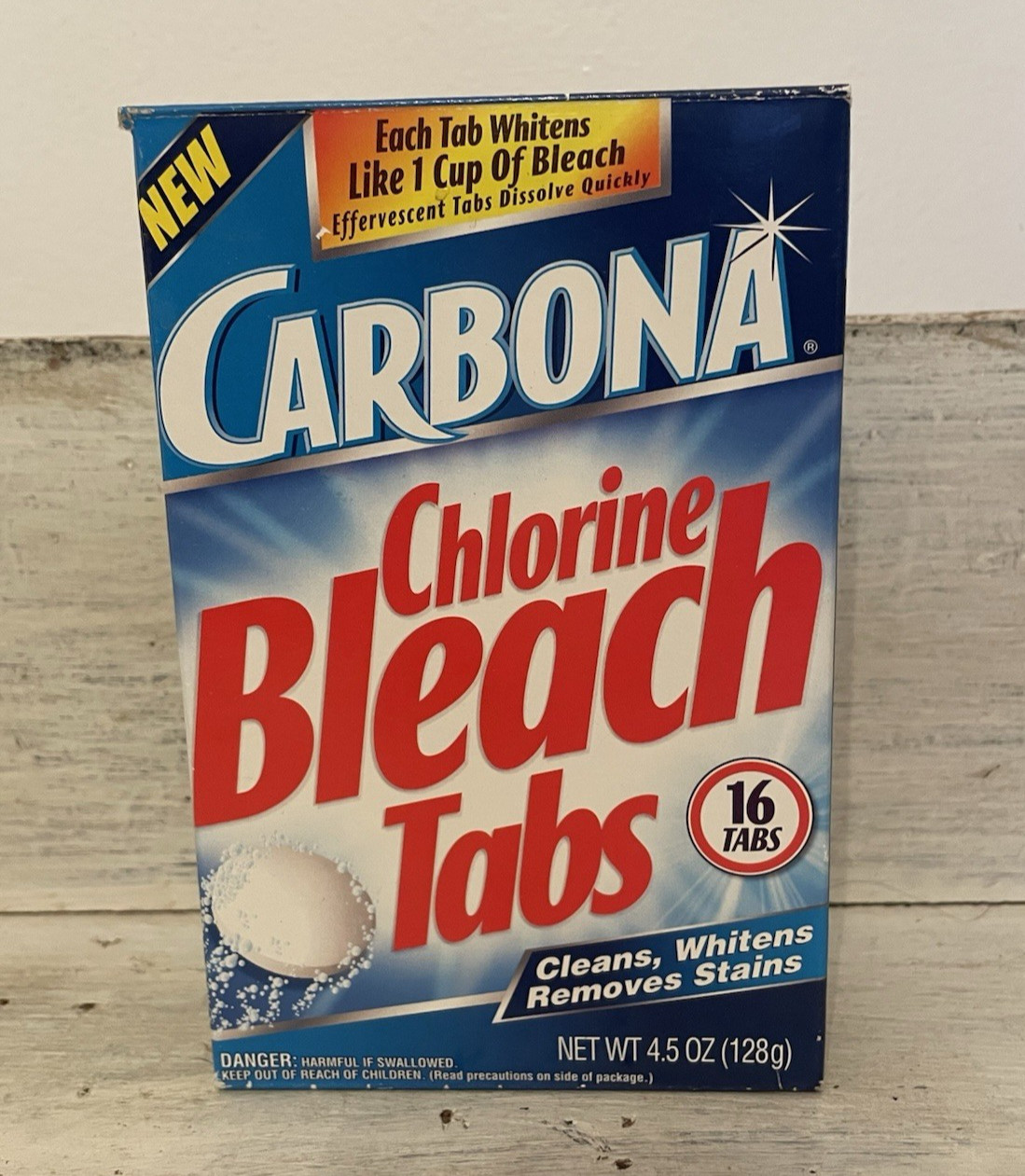Vtg 2002 Box of Carbona Bleach Whitening 15 Tablets for Laundry Cleaning Prop