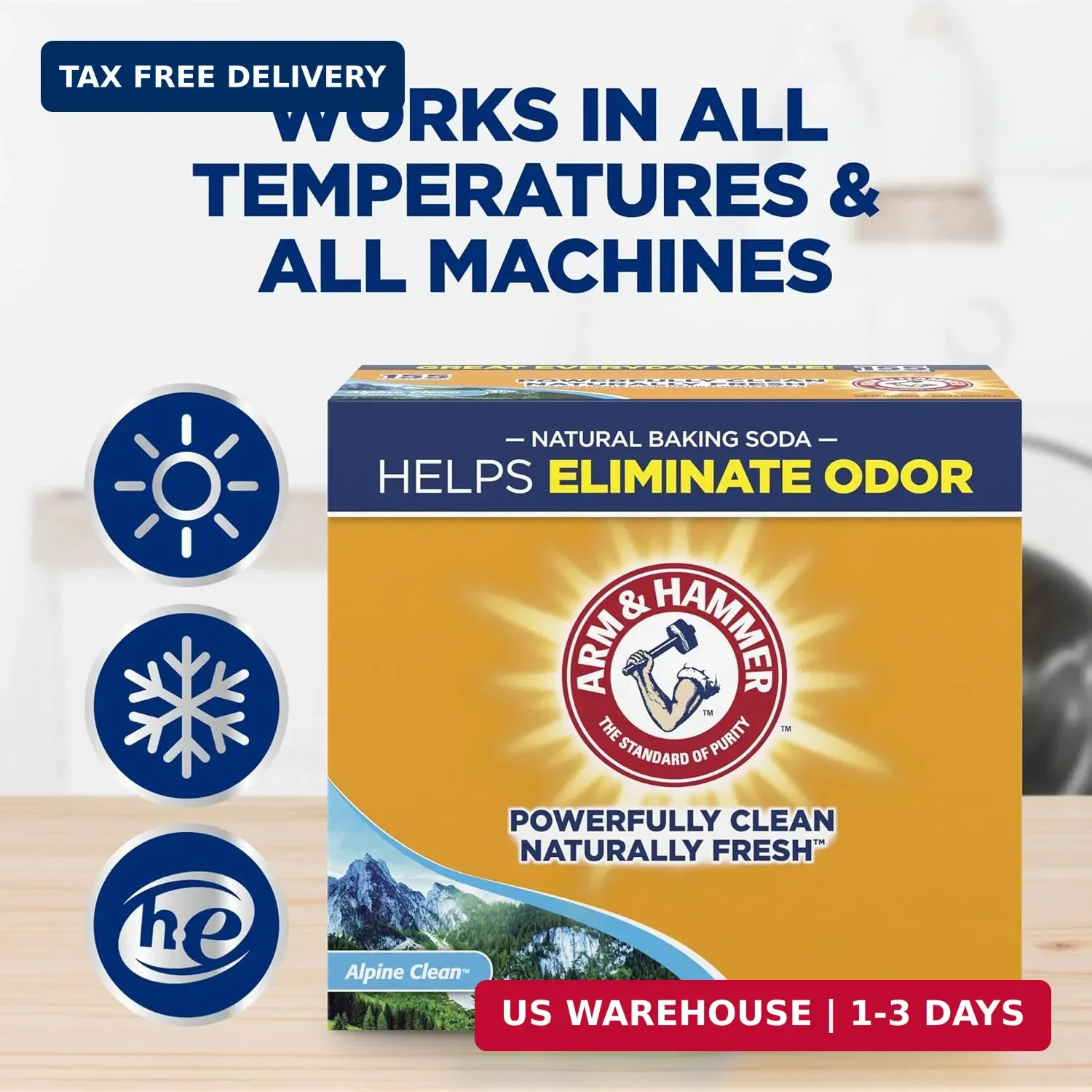 Powder Laundry Detergent, Alpine Clean, 9.56 lb, 155 Loads | Odor E