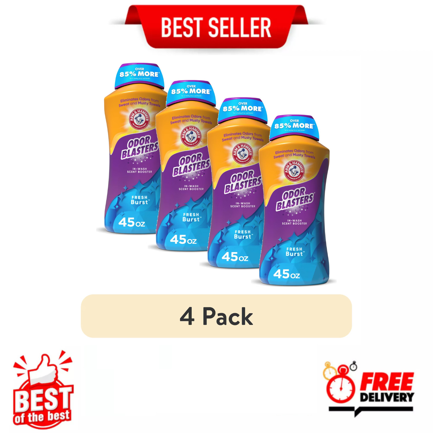 ARM & HAMMER Odor Blasters In-Wash Scent Booster Fresh Burst 45 Oz, 4 Pack