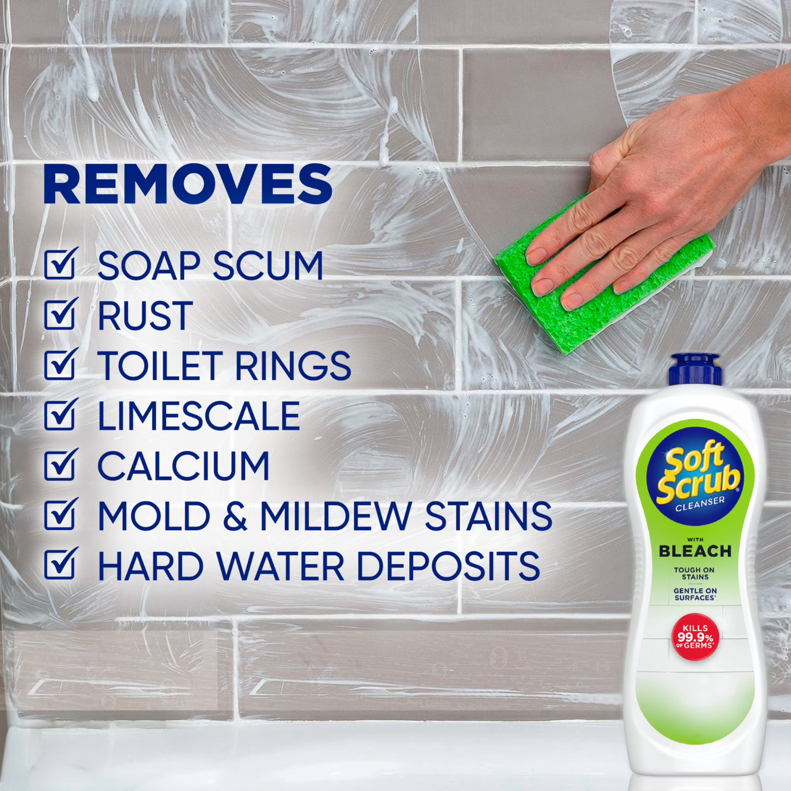 Soft Scrub with Bleach Cleaner 24 oz Bathroom & Kitchen Surface Cleaner