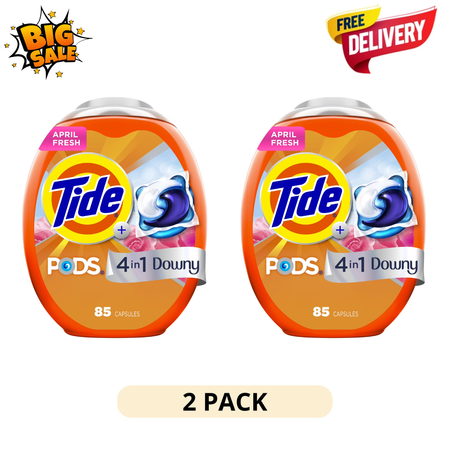 2 Pack Tide PODS With Downy April Fresh 85Ct Laundry Scent April Fresh