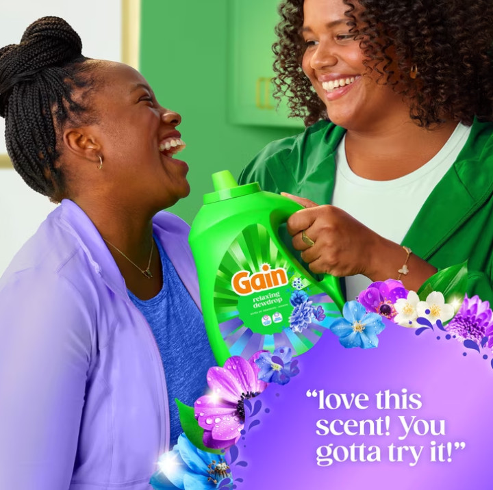(2 Pack) Gain Laundry Detergent Liquid Relaxing Dewdrop 132 fl oz 100 Loads