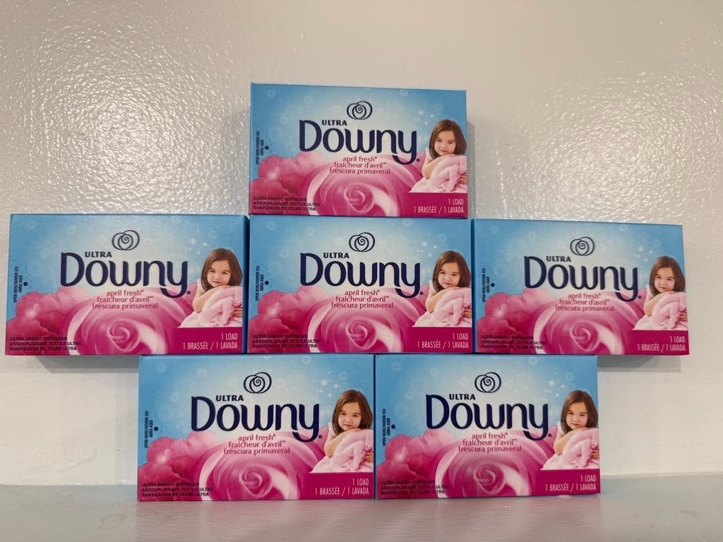 Downy Ultra April Fresh Fabric Softener Dryer Sheets, 6 Pack, 1 Load, Pink