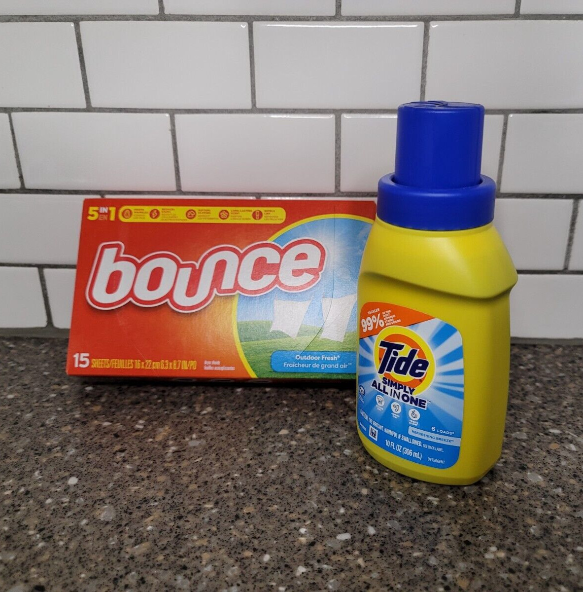 NEW! TRAVEL SIZE SET-Tide Simply All-In-One Detergent & Bounce Dryer Sheets