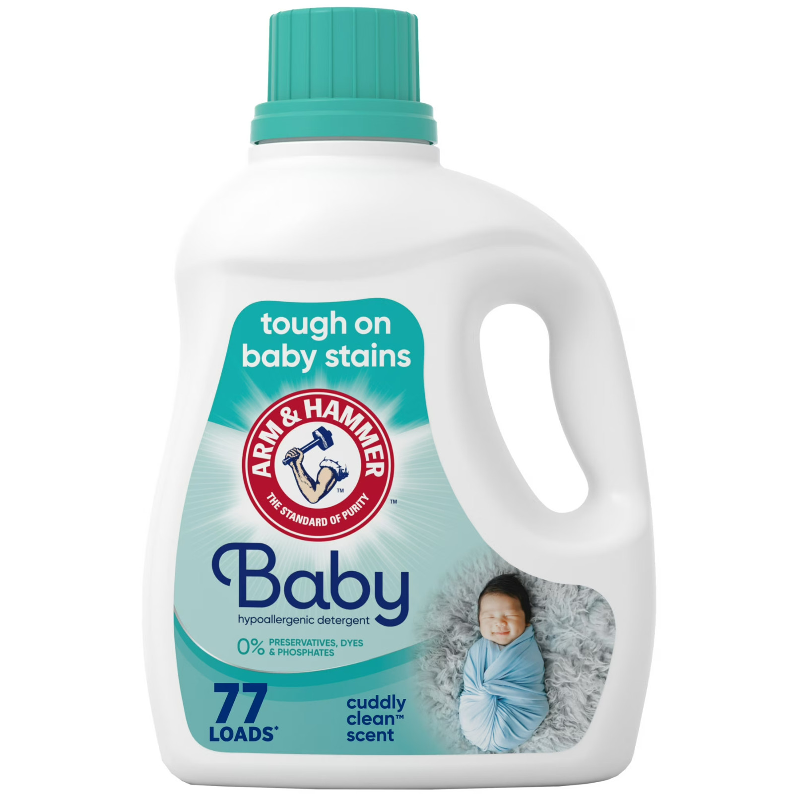 2 pack ARM &HAMMER Baby Hypoallergenic Liquid Laundry Detergent,77 loads 100.5oz